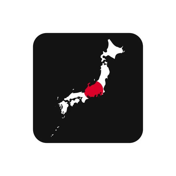 Japão Mapa Silhueta Com Bandeira Sobre Fundo Preto — Vetor de Stock