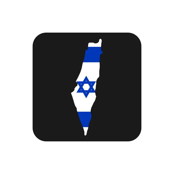 Israel Mapa Silueta Con Bandera Sobre Fondo Negro — Vector de stock