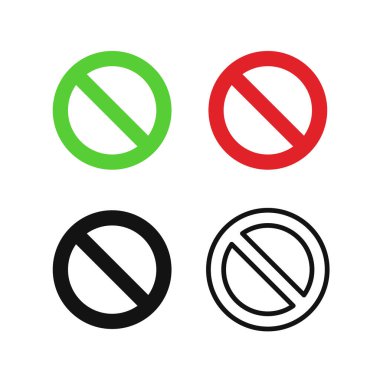 Yeşil, kırmızı ve siyah yasak semboller.