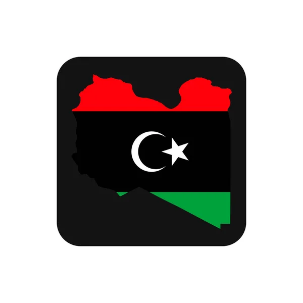 Siyah Zemin Üzerinde Bayrak Olan Libya Haritası Silueti — Stok Vektör