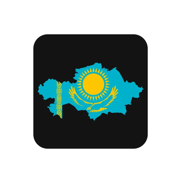 Kazachstan Kaart Silhouet Met Vlag Zwarte Achtergrond — Stockvector