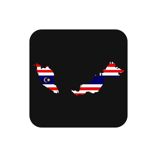 Kuala Lumpur Kaart Silhouet Met Vlag Zwarte Achtergrond — Stockvector