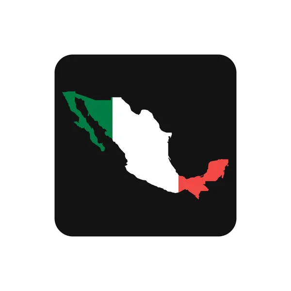Μεξικό Χάρτης Σιλουέτα Σημαία Μαύρο Φόντο — Διανυσματικό Αρχείο