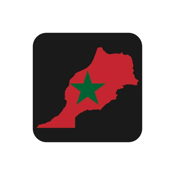 Marocco Mappa Silhouette Con Bandiera Sfondo Nero — Vettoriale Stock