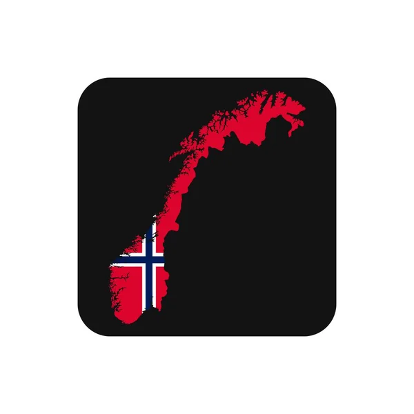 Norwegia Mapa Sylwetka Flagą Czarnym Tle — Wektor stockowy