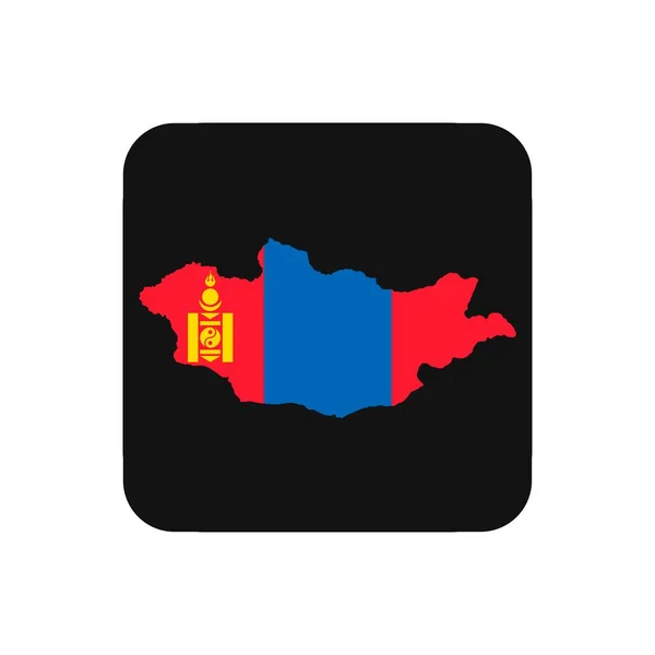 Mapa Mongolia Silueta Con Bandera Sobre Fondo Negro — Archivo Imágenes Vectoriales