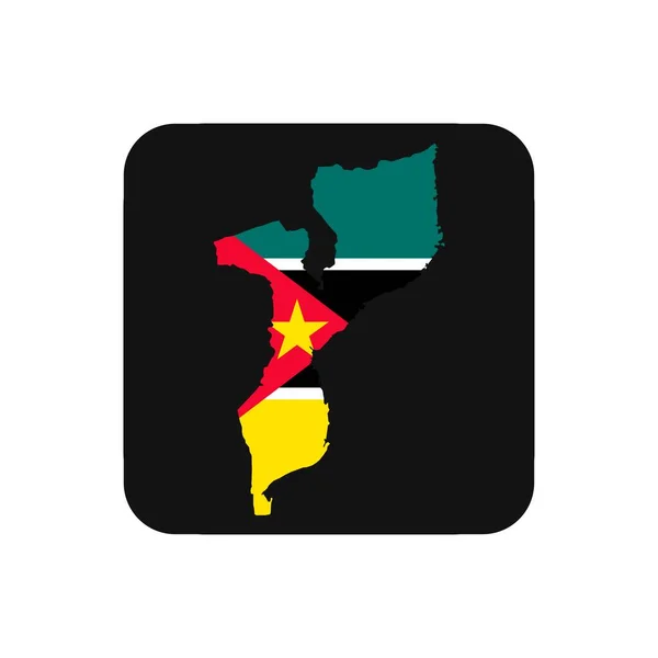 Moçambique Mapa Silhueta Com Bandeira Sobre Fundo Preto — Vetor de Stock