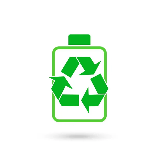 Batería Verde Con Icono Símbolo Reciclaje Ilustración Vectorial — Vector de stock