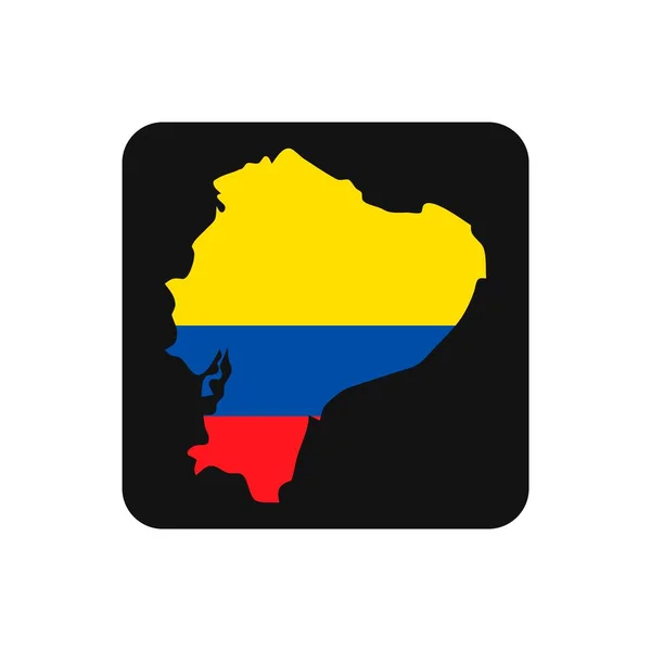 República Ecuador Mapa Silueta Con Bandera Sobre Fondo Negro — Archivo Imágenes Vectoriales