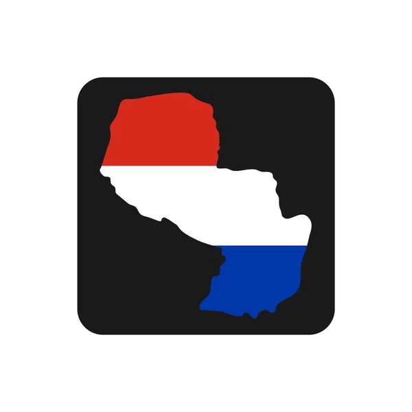 Paraguay Mapa Silueta Con Bandera Sobre Fondo Negro — Vector de stock