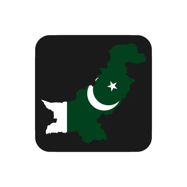 Pakistan Landkarte Silhouette Mit Fahne Auf Schwarzem Hintergrund — Stockvektor