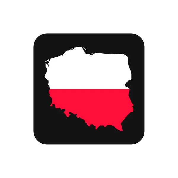 Πολωνία Χάρτης Σιλουέτα Σημαία Μαύρο Φόντο — Διανυσματικό Αρχείο