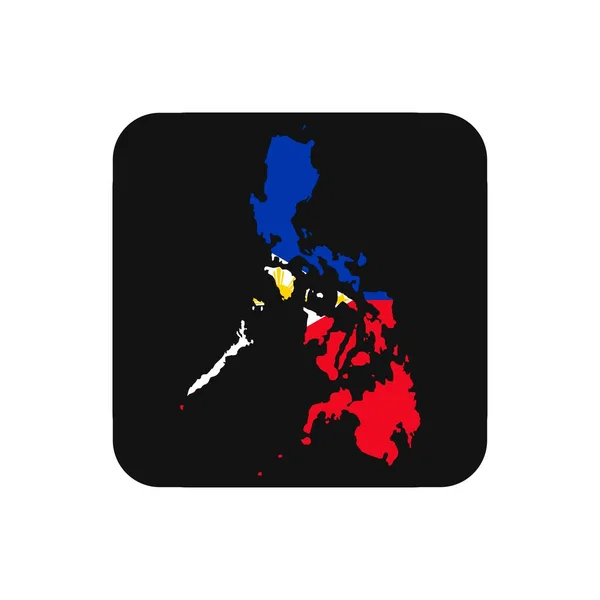 Philippines Carte Silhouette Avec Drapeau Sur Fond Noir — Image vectorielle