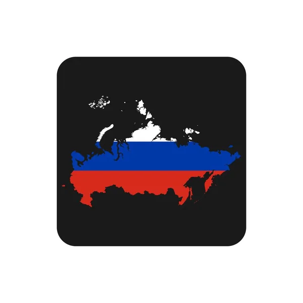 Rusia Mapa Silueta Con Bandera Sobre Fondo Negro — Vector de stock