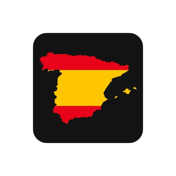 Spanien Karta Siluett Med Flagga Svart Bakgrund — Stock vektor