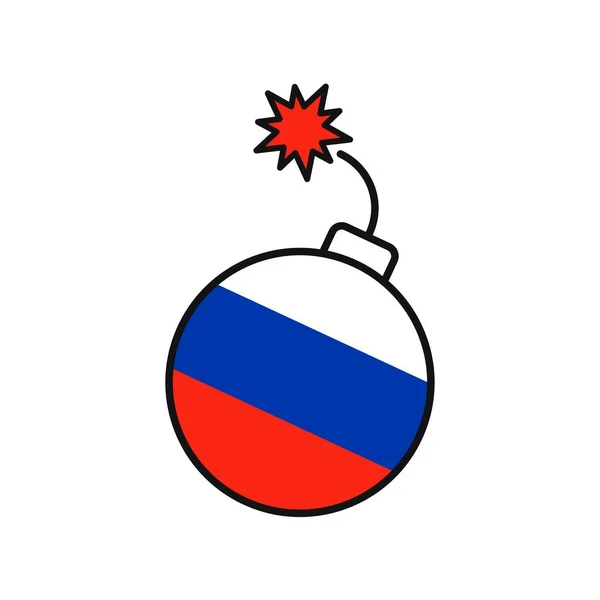 Ікона Бомби Російським Прапором Іконою Бомби Векторний Приклад — стоковий вектор