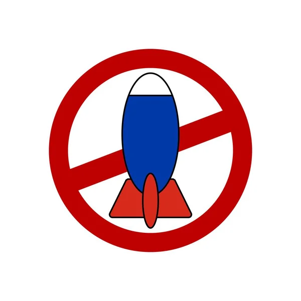 Detengan Los Agresores Rusos Señal Prohibición Roja Con Cohete — Archivo Imágenes Vectoriales