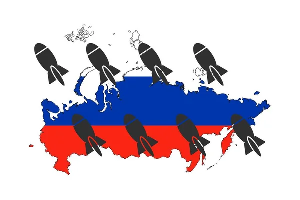 Fermate Gli Aggressori Russi Russia Mappa Con Razzo — Vettoriale Stock