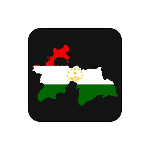 Tádžikistán Mapa Silueta Vlajkou Černém Pozadí — Stockový vektor