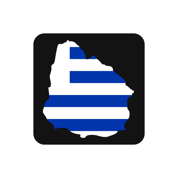 Mapa Uruguay Silueta Con Bandera Sobre Fondo Negro — Vector de stock