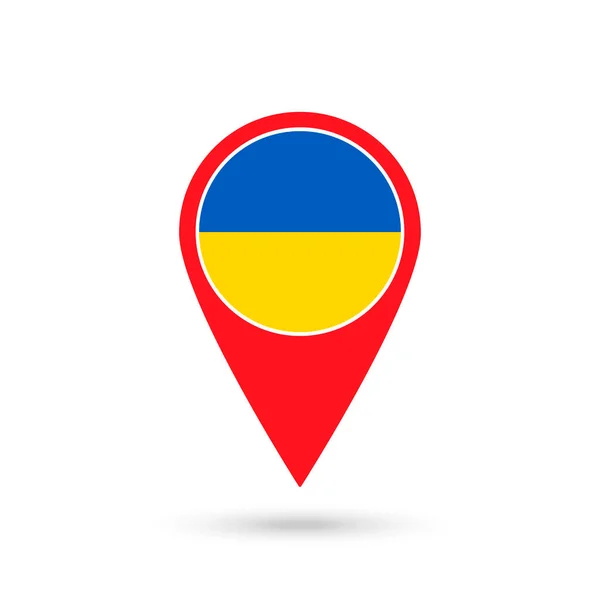 Mapa Ponteiro Com Contry Ucrânia Bandeira Ucrânia Ilustração Vetorial — Vetor de Stock