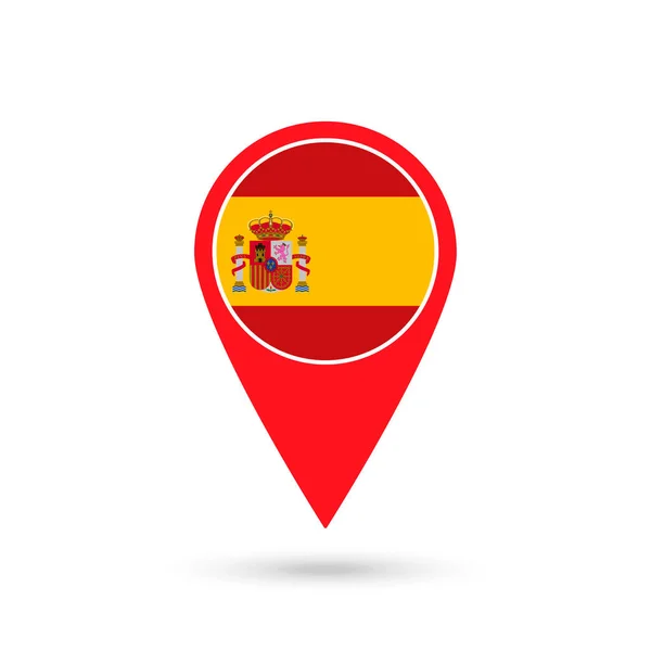 Puntero Mapa Con Contry España Bandera España Ilustración Vectorial — Vector de stock