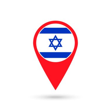 İsrail ülkesiyle harita işaretleyici. İsrail bayrağı. Vektör illüstrasyonu.