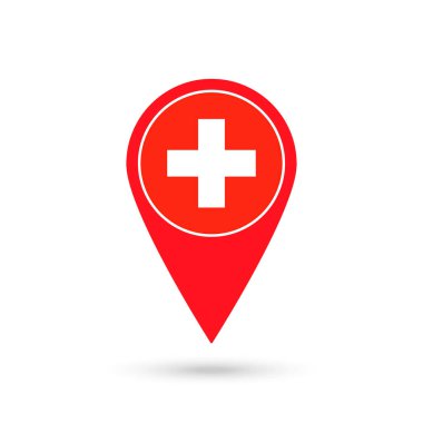 İsviçre 'li harita işaretleyici. İsviçre bayrağı. Vektör illüstrasyonu.