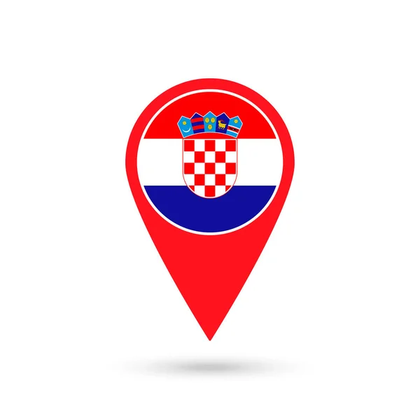 Wskaźnik Mapy Kontry Chorwacja Flaga Chorwacji Ilustracja Wektora — Wektor stockowy