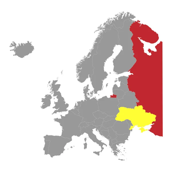 Europa Karte Mit Der Ukraine Und Russland — Stockvektor