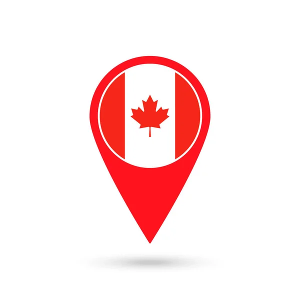 Ponteiro Mapa Com Contry Canadá Bandeira Canadá Ilustração Vetorial — Vetor de Stock