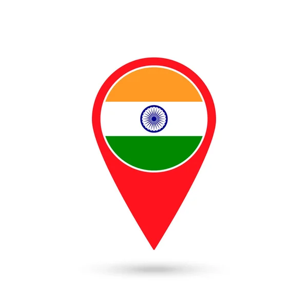 Pointeur Carte Avec Contry Inde Drapeau Indien Illustration Vectorielle — Image vectorielle