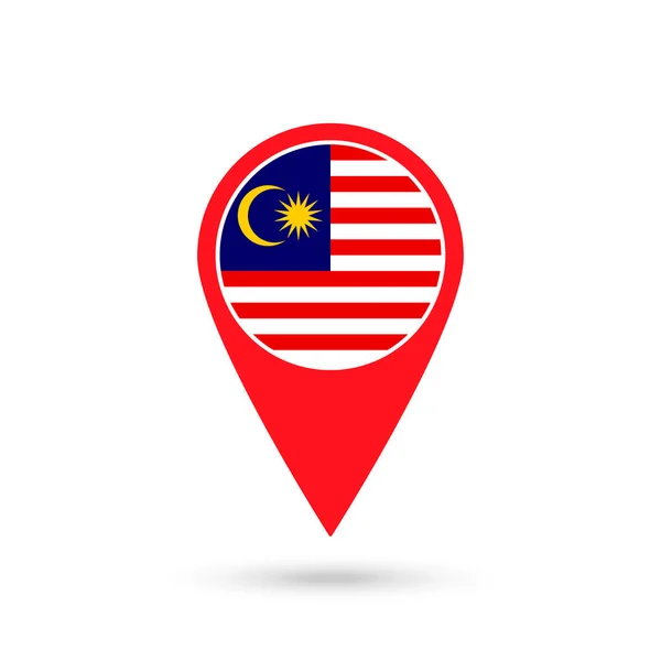 Penunjuk Peta Dengan Contry Malaysia Bendera Malaysia Ilustrasi Vektor - Stok Vektor