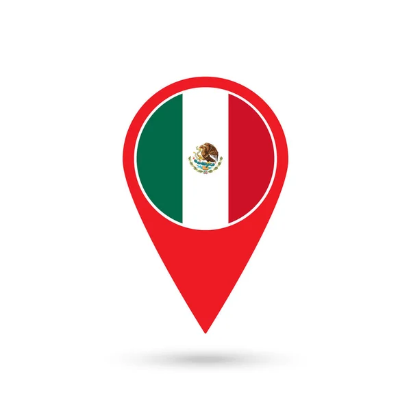 Térkép Mutató Contry Mexico Mexikói Zászló Vektorillusztráció — Stock Vector