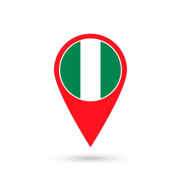 Pointeur Carte Avec Contry Nigeria Drapeau Nigérian Illustration Vectorielle — Image vectorielle