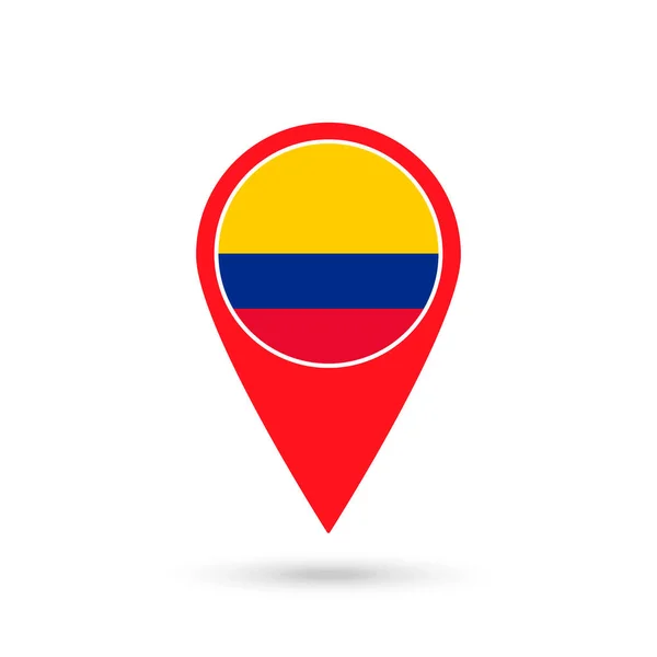 Puntero Mapa Con Contry Colombia Bandera Colombia Ilustración Vectorial — Archivo Imágenes Vectoriales