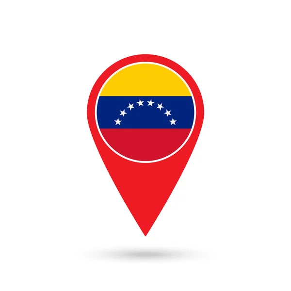 Wskaźnik Mapy Contry Wenezuela Flaga Wenezueli Ilustracja Wektora — Wektor stockowy
