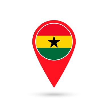 Ülke Gana ile harita işaretleyici. Gana bayrağı. Vektör illüstrasyonu.