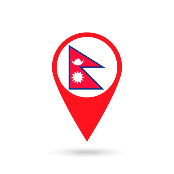 Puntero Mapa Con Contry Nepal Bandera Nepal Ilustración Vectorial — Vector de stock