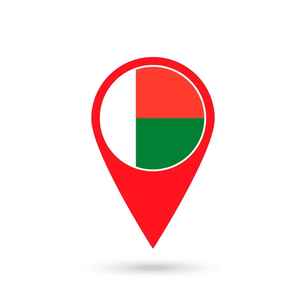 Ponteiro Mapa Com Contry Madagascar Bandeira Madagáscar Ilustração Vetorial — Vetor de Stock