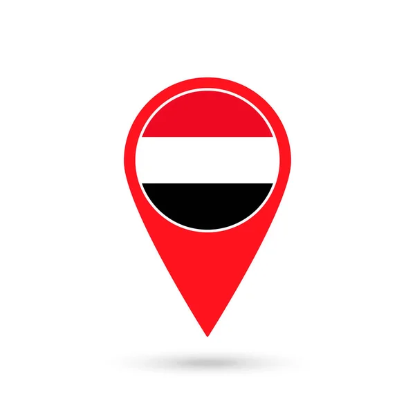 Puntero Mapa Con Contry Yemen Bandera Yemen Ilustración Vectorial — Vector de stock