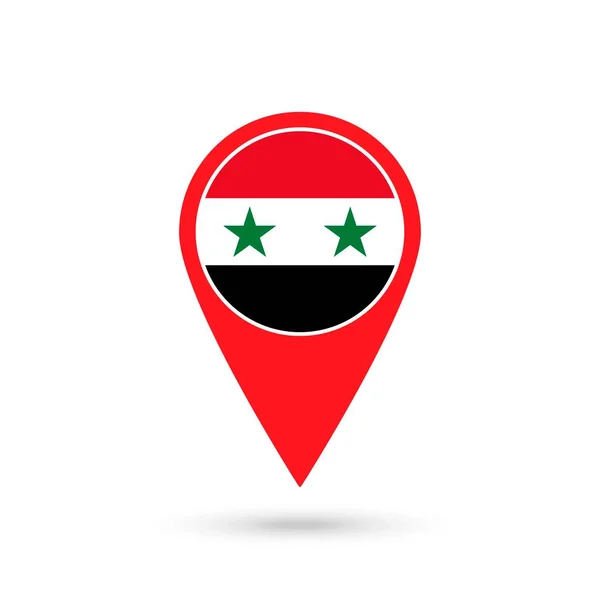 Δείκτης Χάρτη Συρία Σημαία Συρίας Εικονογράφηση Διανύσματος — Διανυσματικό Αρχείο