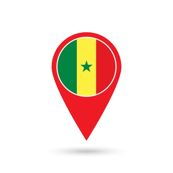 Wskaźnik Mapy Contry Senegal Flaga Senegalu Ilustracja Wektora — Wektor stockowy