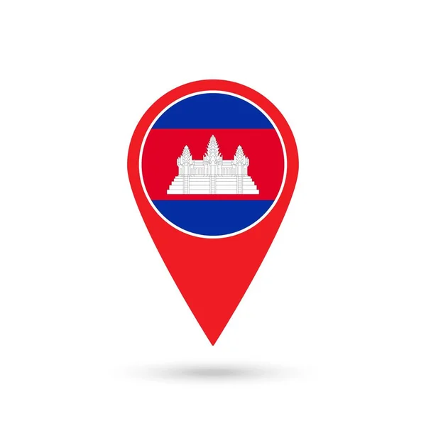 Ponteiro Mapa Com Contry Camboja Bandeira Camboja Ilustração Vetorial — Vetor de Stock