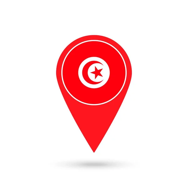 Δείκτης Χάρτη Contry Τυνησία Σημαία Τυνησίας Εικονογράφηση Διανύσματος — Διανυσματικό Αρχείο