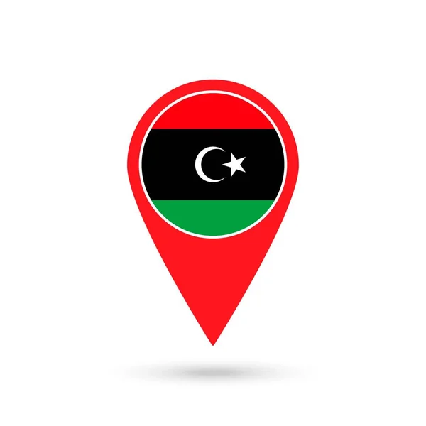 Libya Ile Harita Işaretleyici Libya Bayrağı Vektör Illüstrasyonu — Stok Vektör