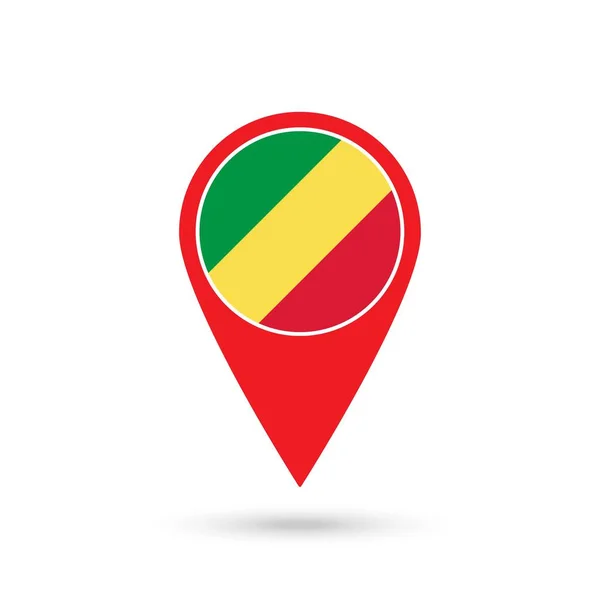 Pointeur Carte Avec Contry République Congo Pavillon République Congo Illustration — Image vectorielle