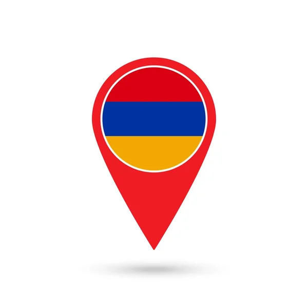 Mapa Ponteiro Com Contry Armênia Bandeira Armênia Ilustração Vetorial — Vetor de Stock