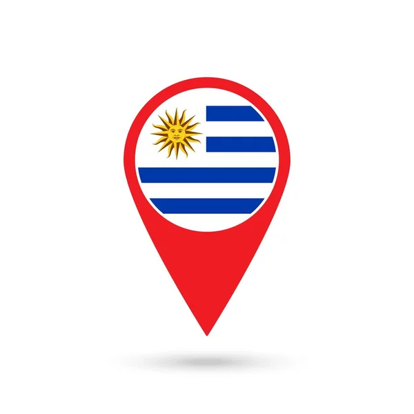 Puntero Mapa Con Contry Uruguay Bandera Uruguay Ilustración Vectorial — Vector de stock