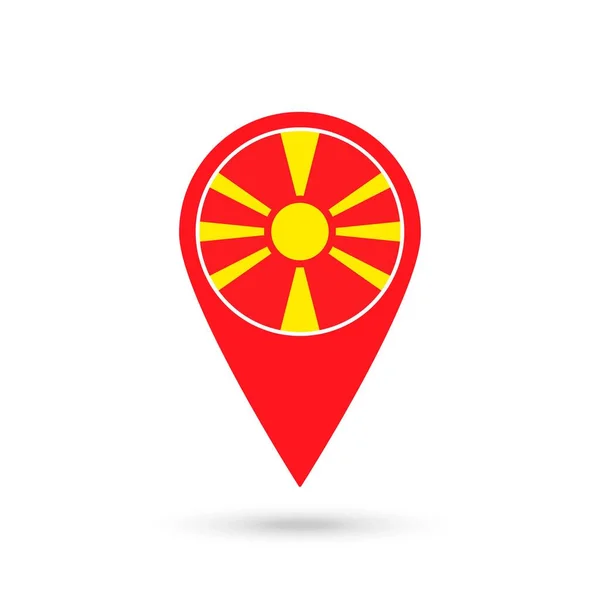 Puntero Mapa Con Contry Macedonia Del Norte Bandera Macedonia Del — Archivo Imágenes Vectoriales